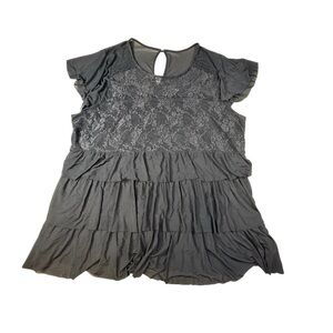Torrid 4X Black Boho Sheer Lace Mesh Romantic Goth Babydoll Tunic Layered